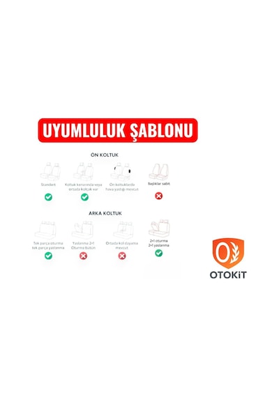 Tr Audi A3 Hb 2007 İle Uyumlu Koltuk Kılıfı Seti, Siyah-kırmızı, Deri Detaylı, Tam Set Genel