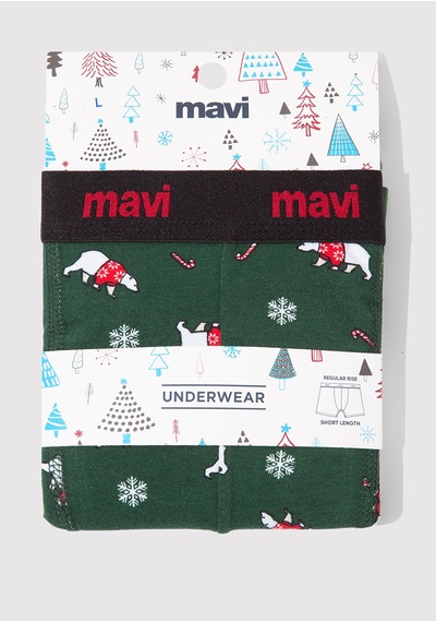 Mavi - Baskılı Boxer 0912140-71871 Yeşil