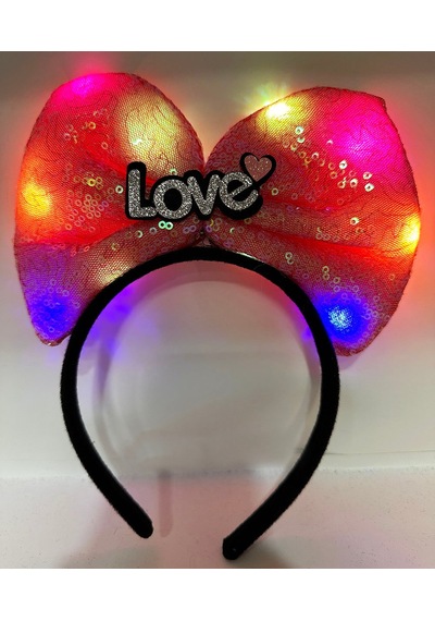 Led Işıklı 3 Farklı Fonksiyonda Yanan Love Yazılı Fuşya Pembe Fiyonk Taç 20x17 Cm - Rxlu-414575 18