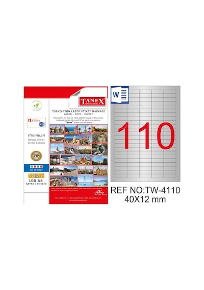 Tanex Tw-4110S 40X12 MM Silver Lazer Etiket 2750'li