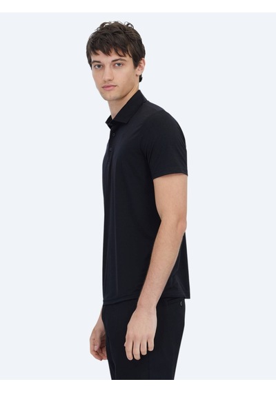 Siyah Düz Polo Yaka T-shirt Siyah