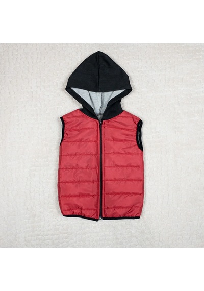 Momikon Unisex Kırmızı Kapüşonlu Mevsimlik Yelek