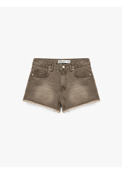 Koton Pamuklu Cepli Düğmeli Yıkamalı Mini Denim Şort Ovd 6sal40305md