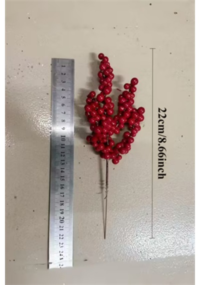 2 Adet Şık Kırmızı Yapay Meyve Dalları 22 Cm 8.66 Noel Ağacı Süsü, Dıy El Sanatları, Düğün &