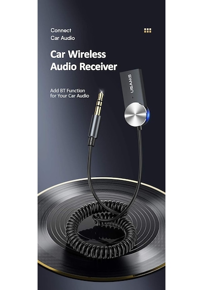 Usams Bluetooth 5.0 Receiver Usb Aux Wireless Araç Kiti Telefon Konuşma Müzik Dinleme Ba01 Sj46