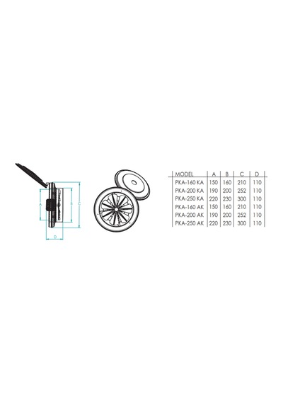 Pka-250 Ka Aksiyel Kapaklı Duvar/pencere Aspiratörü 800m³/h