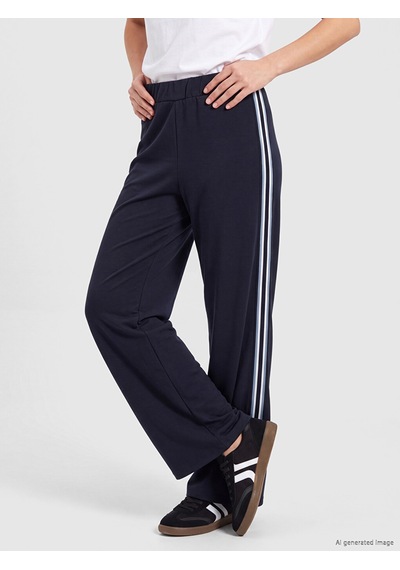 Lcw Comfort Lacivert Yanları Şeritli Geniş Paça Kadın Eşofman Altı