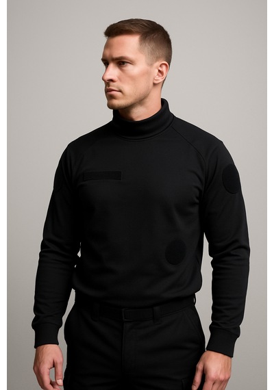 İş, Güvenlik, Personel Yarım Boğazlı Siyah Kazak Sweatshirt Siyah