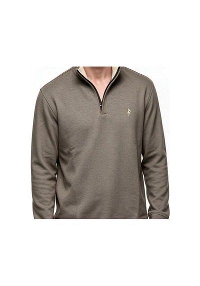 Legato Erkek Dik Yaka Yarım Fermuarlı Pamuk Karışımlı Uzun Kollu Sweatshirt Füme