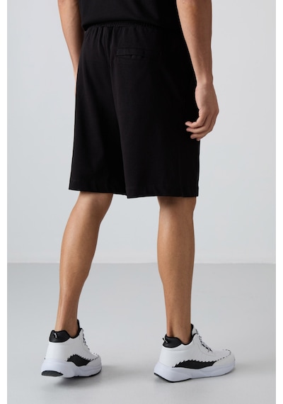 Tommy Life Siyah Pamuklu Kalın Yumuşak Dokulu Comfort Fit Basic Erkek Şort - 81261 Siyah