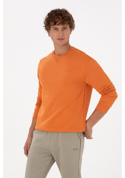 U.S. Polo Assn. Erkek Comfort Fit Bisiklet Yaka Şardonlu Bakır Basic Sweatshirt 50313757-VR182