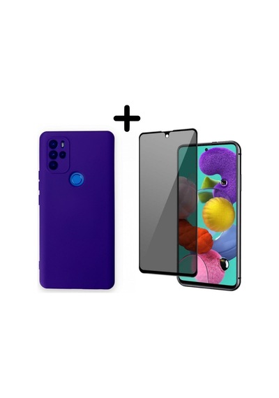 Omix X500 Lansman Içi Kadife Telefon Kılıfı Ve Hayalet Tam Kaplayan Cam Ekran Koruyucu Mor
