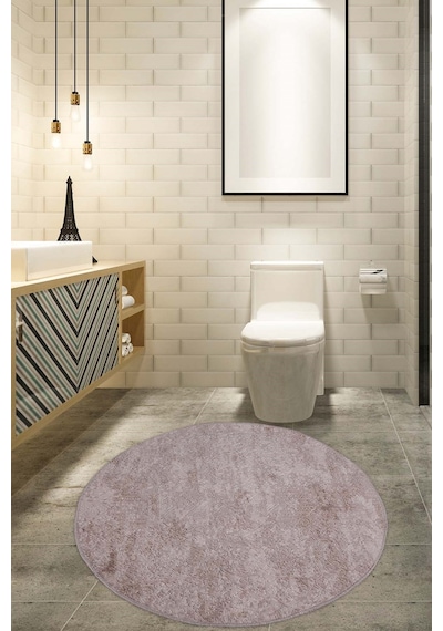 Nova Vizon Yuvarlak 100x100 Cm Banyo Halısı Kaymaz Tabanlı Makine Vizon