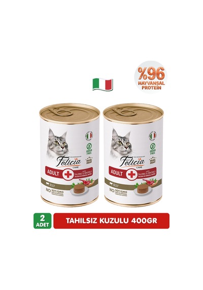 %97 Proteinli Tahılsız Biftekli Ezme Yetişkin Kedi Konserve Maması 400 Gr X 2 Adet