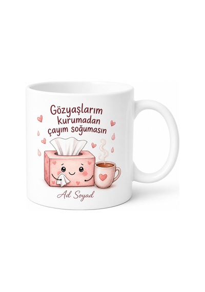 Romantik Komedi Severlere Gözyaşı Peçetesi Aşk Rüyası Kupa Bardak Hediye Beyaz / Çok Renkli
