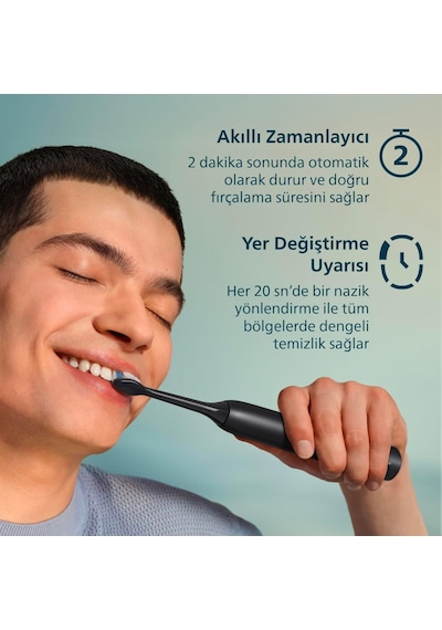 Philips Sonicare 3100 Sonic Şarjlı Diş Fırçası Siyah, 5 Kat Plak