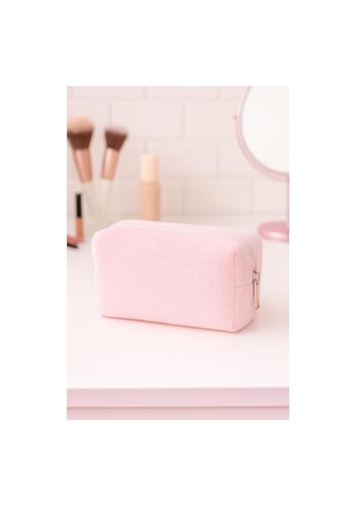 Peluş Yumuşak Makyaj Çantası - Kozmetik Organizeri Pembe