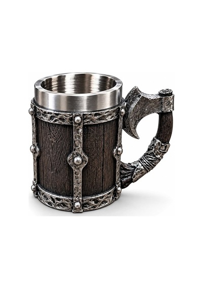 Viking Balta Kulplu 3d Paslanmaz Çelik Kupa Bardak Sunum Bardağı Kahve Kupası Kişiye Hediye Çok Renkli