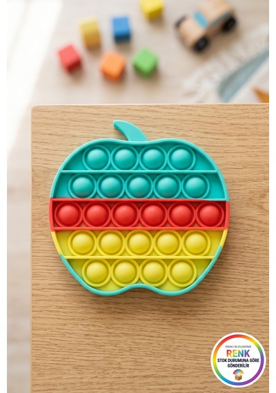 Elma Pop It Çocuk Fidget Kabartmalı Silikon Duyusal Gelişim Stres Oyuncağı 12x11,5 Cm