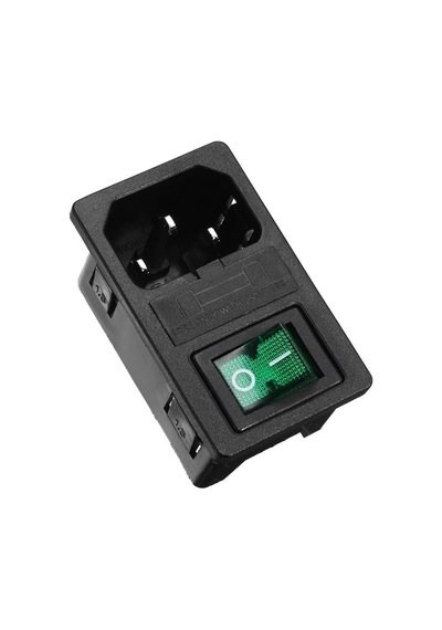 Kulaksız Erkek Power Soketi - Yeşil Işıklı Anahtarlı