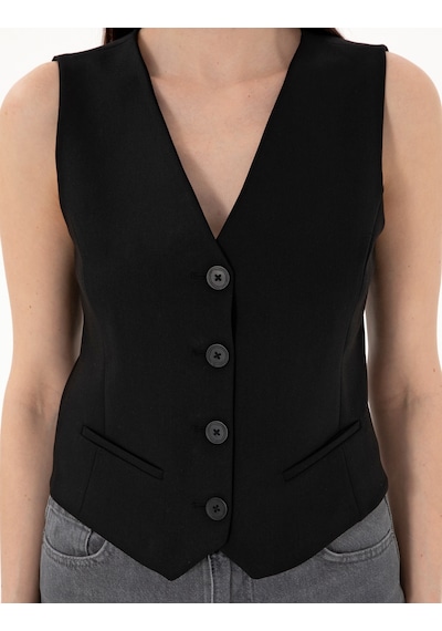 Pierre Cardin Kadın Siyah Yelek Dokuma 50300027-vr046