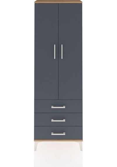 Arges Dolap Tek Raflı 3 Çekmeceli Tek Askılı 60x30x182 Çam-an... Çam
