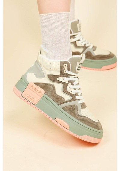 Guja Garnili Kalın Taban Sneakers Yeşil-6016-yeşil Yeşil