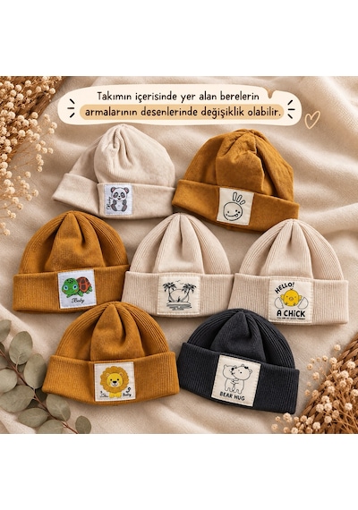 Hukids Unisex Fitilli 3'lü Bebek/çocuk Takımı Hardal