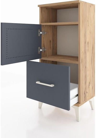 Arges Komodin 2 Raflı Tek Çekmeceli 2 Kapaklı 44x30x96 Çam-an... Çam
