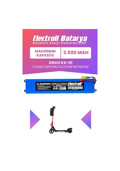 Onvo Kx-01 Uyumlu Batarya Maksimum Kapasite 21.6v 3.500mah Elektrikli Scooter Bataryası Mavi
