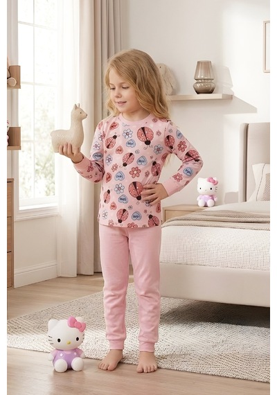 Modanino Kız ÇocukPamuk Pijama Takımı 4-11 Yaş 12628 Pembe