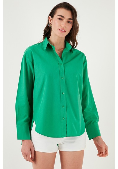 Lela Pamuklu Regular Fit Önü Kısa Arkası Uzun Oval Kesim Bayan Gömlek Cf25S163867 Benetton