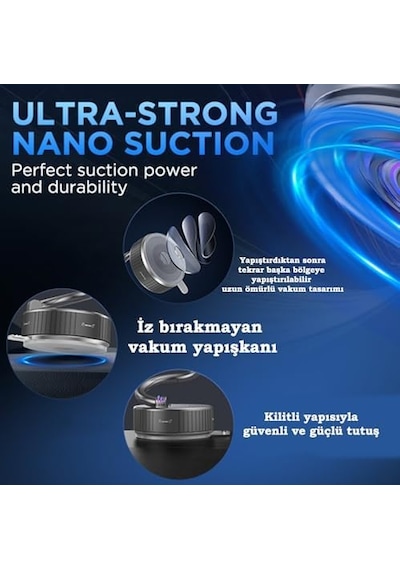 Metal Katlanabilir Karbon Fiber Magsafe İle Uyumlu Mıknatıslı Araç Telefon Tutucu 360 Dönebilir Kilitli Vakum