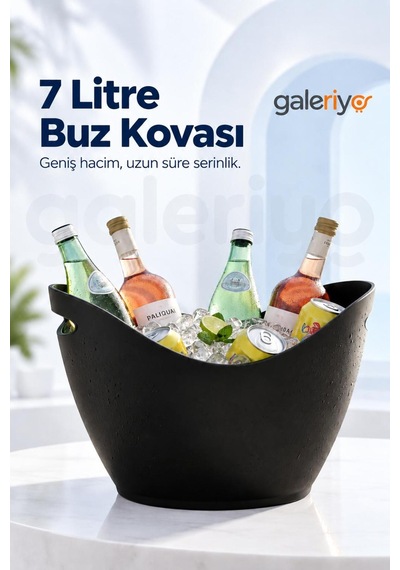 Galeriyo 7 Lt. İçecek Ve Buz Kovası Taşınabilir Sıyah Siyah