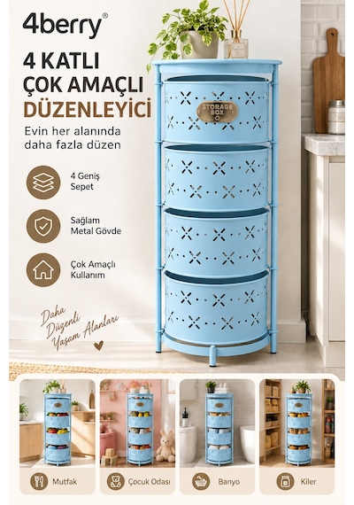 4 Katlı Metal Çok Amaçlı Oyuncak Dolabı Mutfak Sebzelik, Oyuncak, Banyo Ve Ev Organizeri Mavi 4 Katlı Metal Çok Amaçlı Oyuncak Dolabı Mutfak Sebzelik, Oyuncak, Banyo Ve Ev Organizeri Mavi