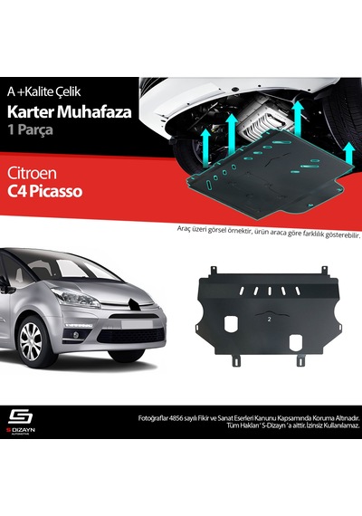 S-dizayn Citroen C4 Picasso Çelik Karter Muhafaza Koruma 2006-2013 A+ Kalite