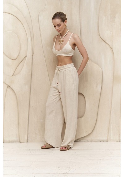 Mai Collection Mai Studios Co. Rowena İp Detay Bej Pantolon Bej