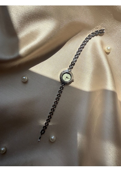Retro Minimal Hasır Kordon Vintage Kadın Kol Saati Gümüş
