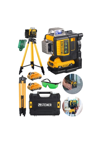 Steiner 36 V 5 Ah 12 Köşe 360 Yeşil Çizgili Lazer + Tripod
