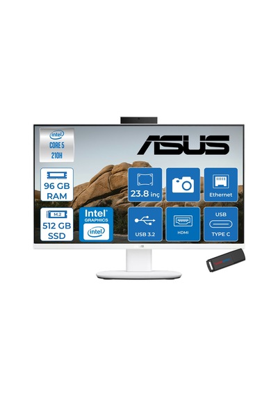 Asus V440VAK-C58512W0DF32 Core 5 210H 96 GB 512 GB SSD 23.8" Free Dos AIO Masaüstü Bilgisayar