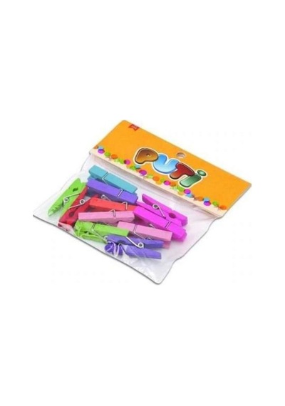 Puti Ahşap Küçük Mandal Renkli 24 Lü 4667 Çok Renkli