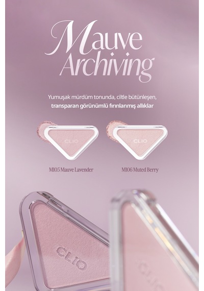 Katmanlanabilir Yumuşak Dokulu Kadife Bitişli Allık Clıo Essential Blush Tap M105 Mauve Lavender