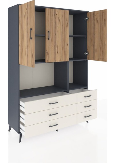 Hyperion Dolap 6 Raflı 6 Çekmeceli 3 Kapaklı 132x44x195 Antra... Antrasit Hyperion Dolap 6 Raflı 6 Çekmeceli 3 Kapaklı 132x44x195 Antra... Antrasit