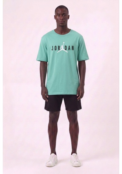 Lixa Air Jordan Orta Logo Su Yeşili Oversize Erkek T-shirt 142720 SİYAH