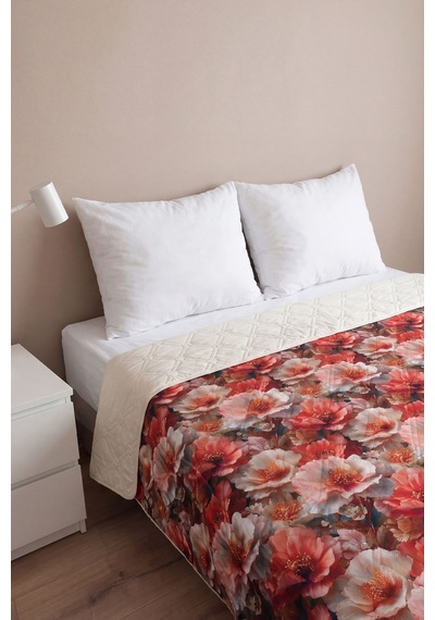 Gelincik Çiçeği 5d Çok Amaçlı Çift Kişilik Baskılı Pike & Yatak Örtüsü 200x220 Cm Çok Renkli