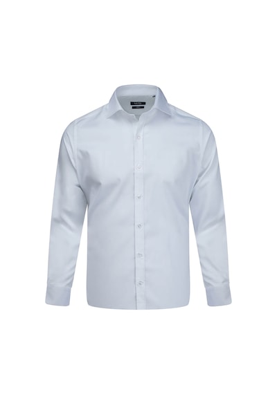 Hatemoğlu Beyaz Slim Fit Açık İtalyan Yaka Pamuklu Saten Uzun Kollu Gömlek Beyaz