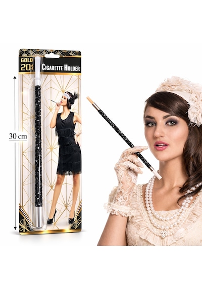 30 Cm Siyah Payetli Sigara Tutacağı 1920 Ler Gatsby Parti Aksesuarı Altın Ve Çok Renkli