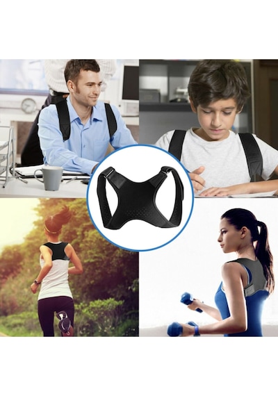 Unisex Siyah Kamburluk Önleyici Dik Duruş Korsesi Sporcu Dik Durma Sırt Aparatı