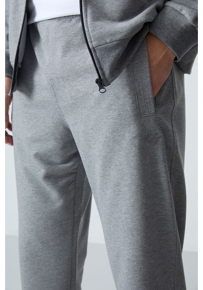 Tommy Life Gri Melanj Pamuklu Kalın Yumuşak Dokulu Comfort Fit Basic Erkek Eşofman Takım - 85260 GRİ MELANJ