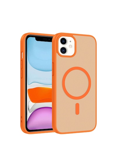 Ardemix Apple iPhone Uyumlu 11 Kılıf M-safe Şarj Özellikli Zore Babet Kapak - Turuncu